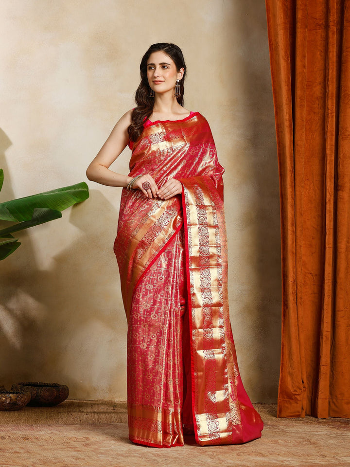 Rani Kalamkari Woven Design Art Silk Saree