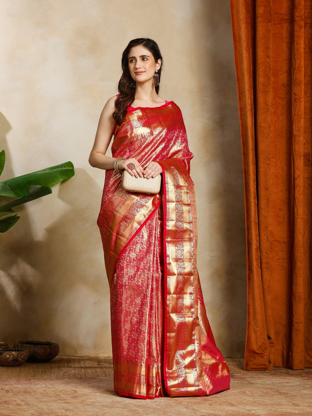 Rani Kalamkari Woven Design Art Silk Saree