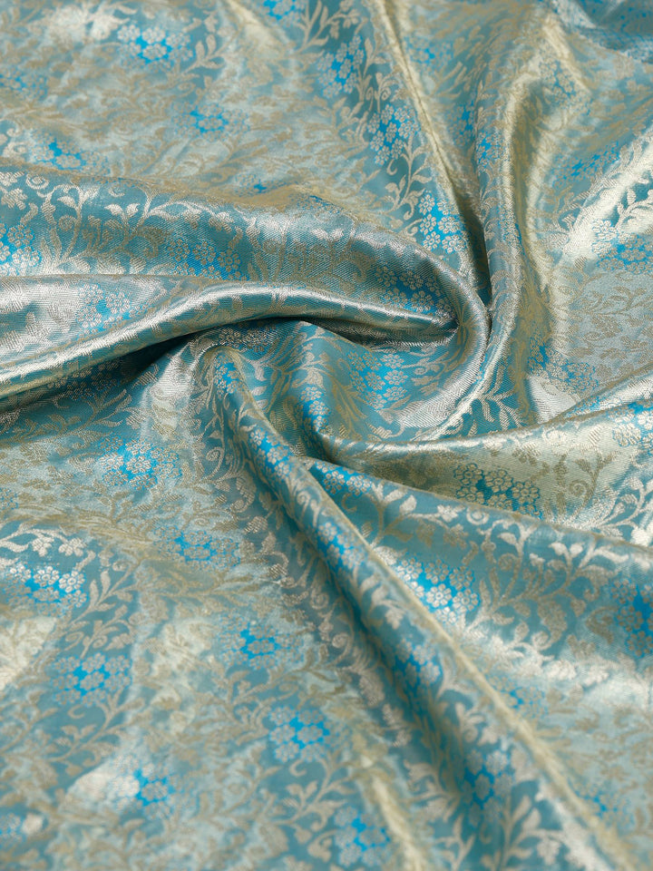 Lake Blue Kalamkari Woven Design Art Silk Saree