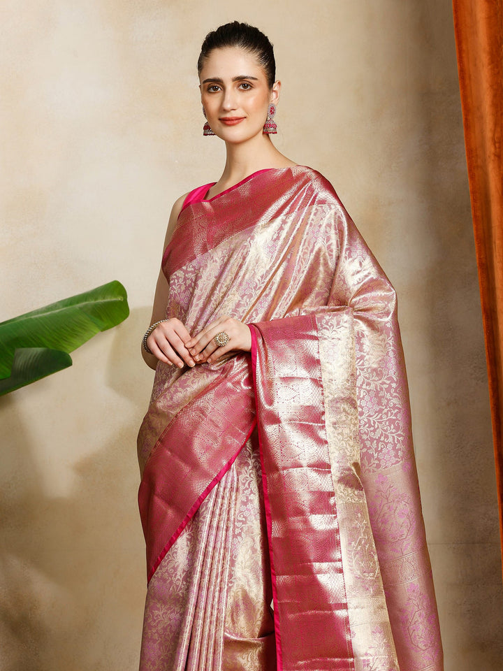 Lavender Kalamkari Woven Design Art Silk Saree