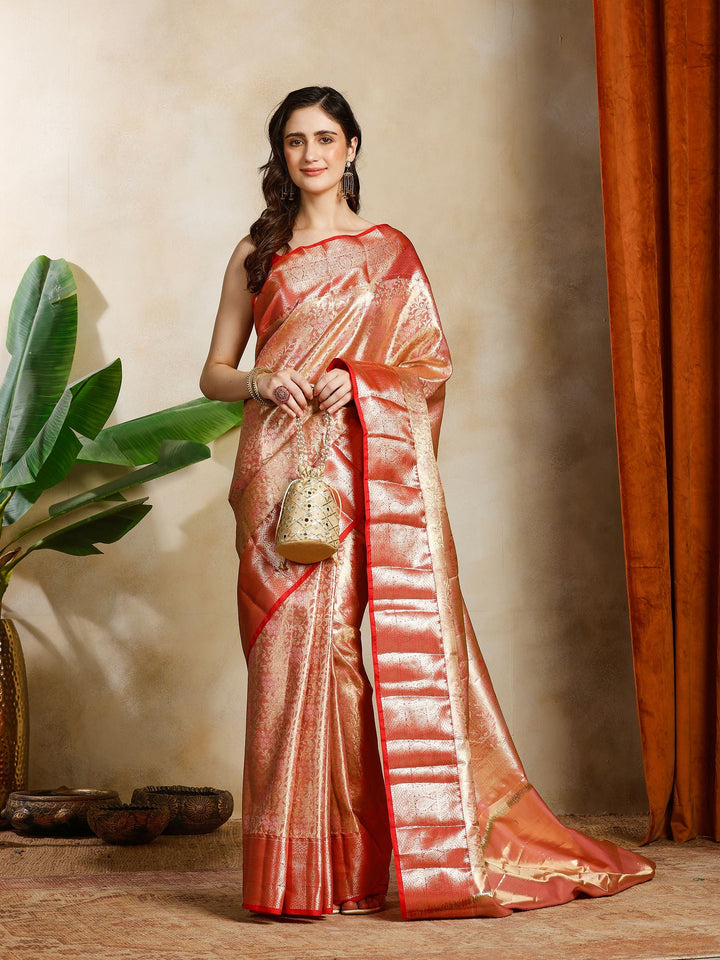 Pink Kalamkari Woven Design Art Silk Saree