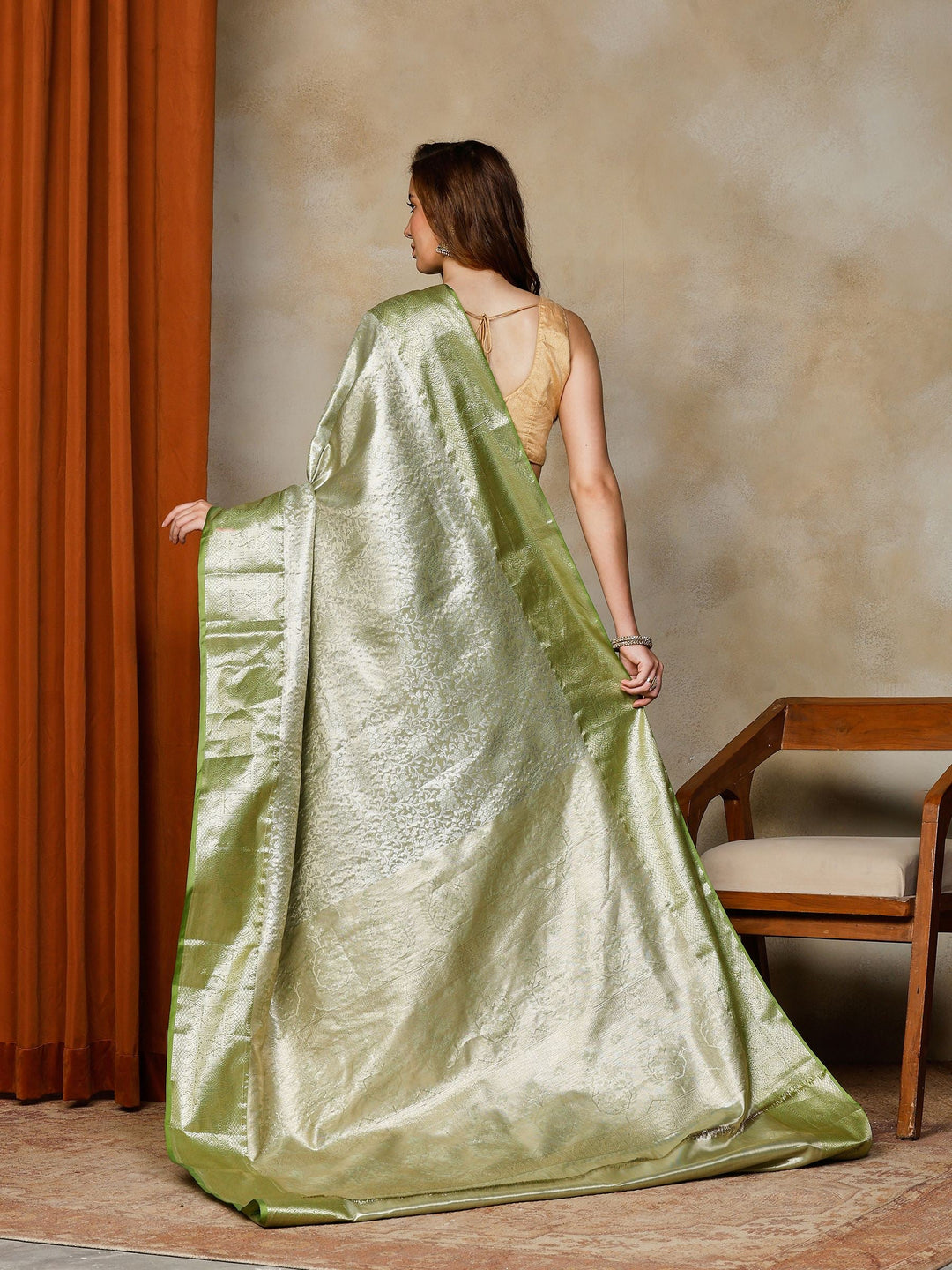 Pista Green Kalamkari Woven Design Art Silk Saree