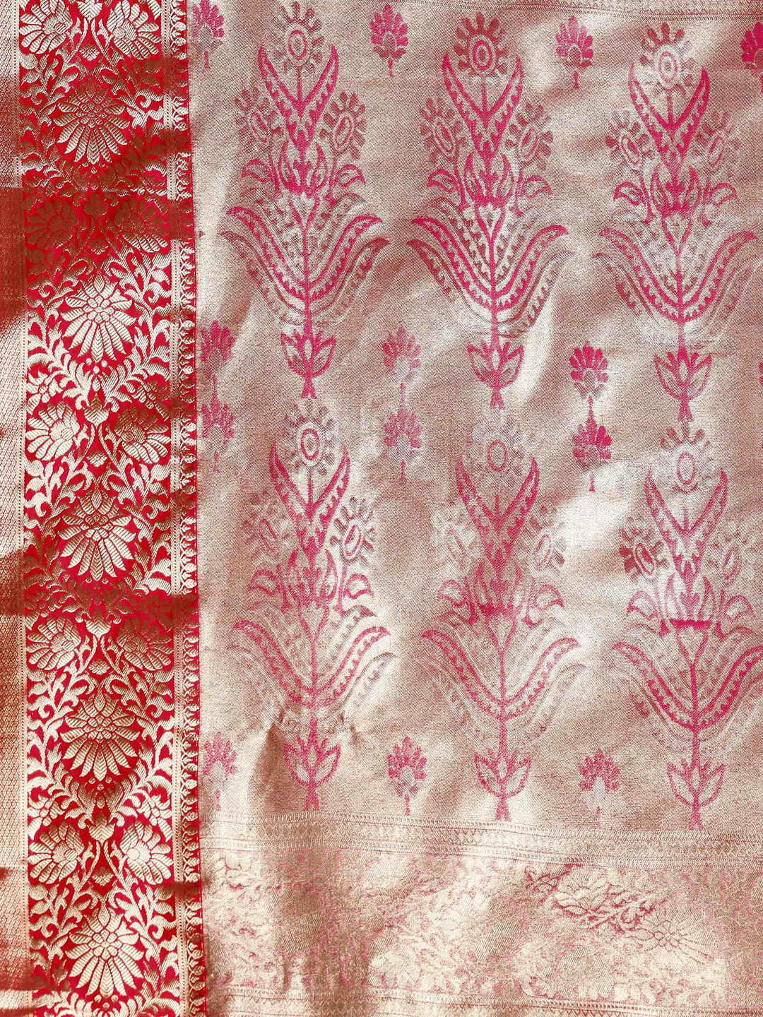Pink Kalamkari Woven Design Art Silk Saree