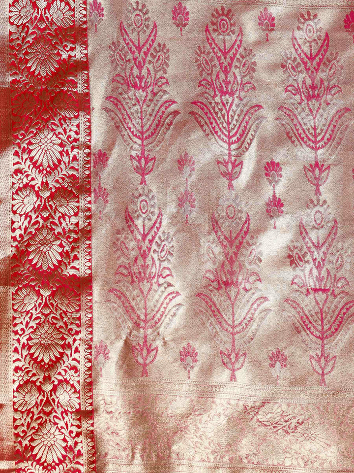 Pink Kalamkari Woven Design Art Silk Saree