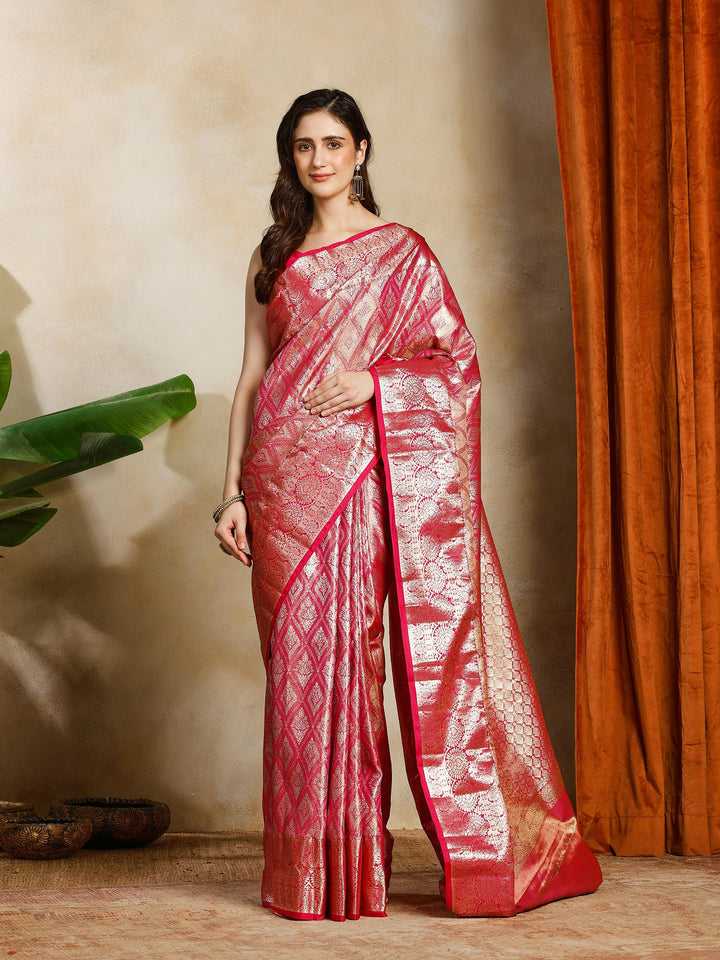 Rani Kalamkari Woven Design Art Silk Saree