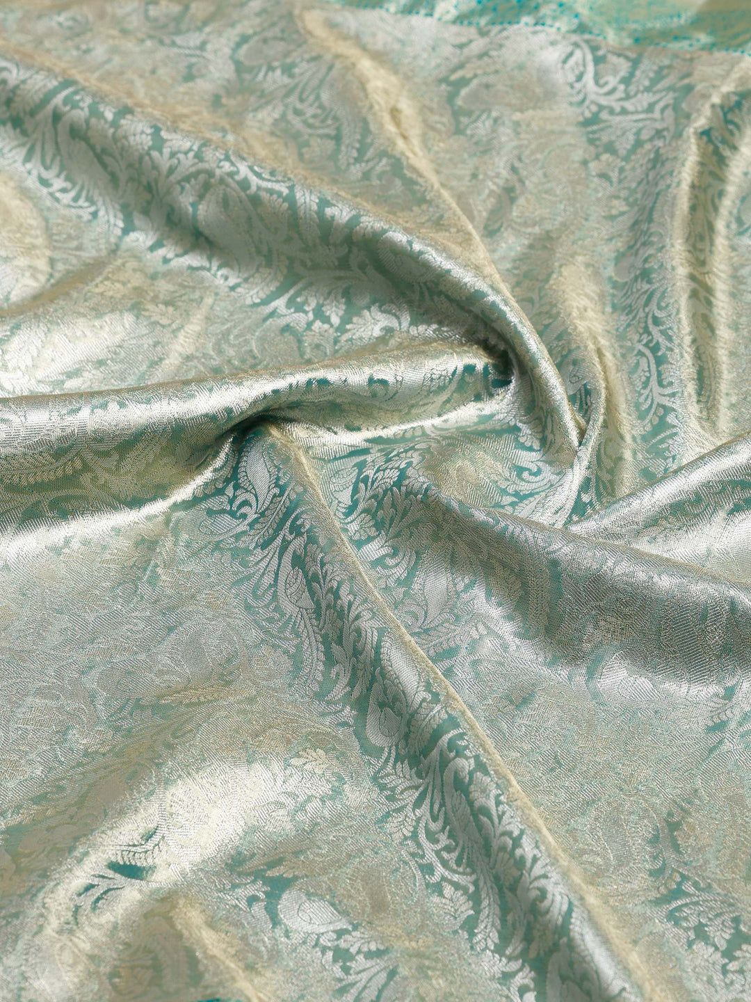 Aqua Blue Kalamkari Woven Design Art Silk Saree