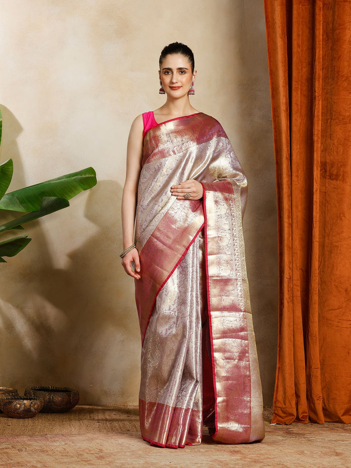 Lavender Kalamkari Woven Design Art Silk Saree