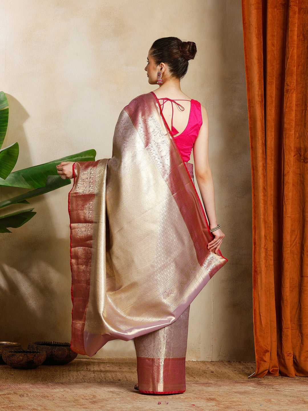 Lavender Kalamkari Woven Design Art Silk Saree