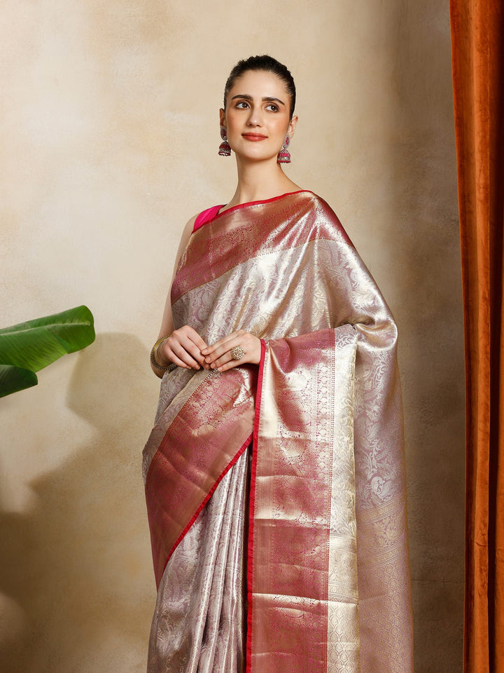 Lavender Kalamkari Woven Design Art Silk Saree