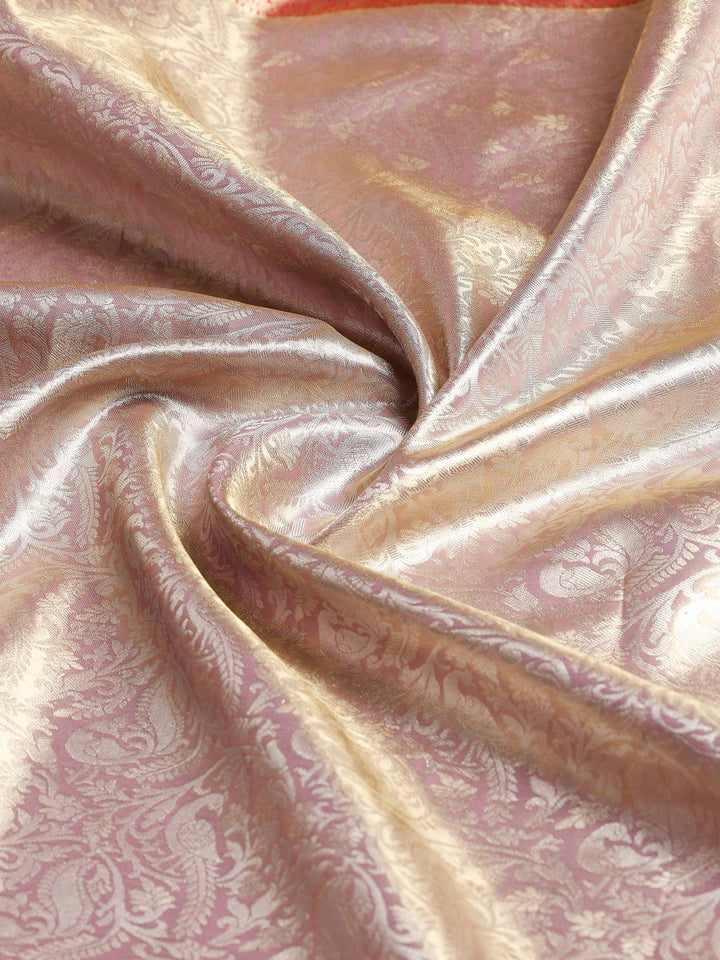 Pink Lavender Kalamkari Woven Design Art Silk Saree