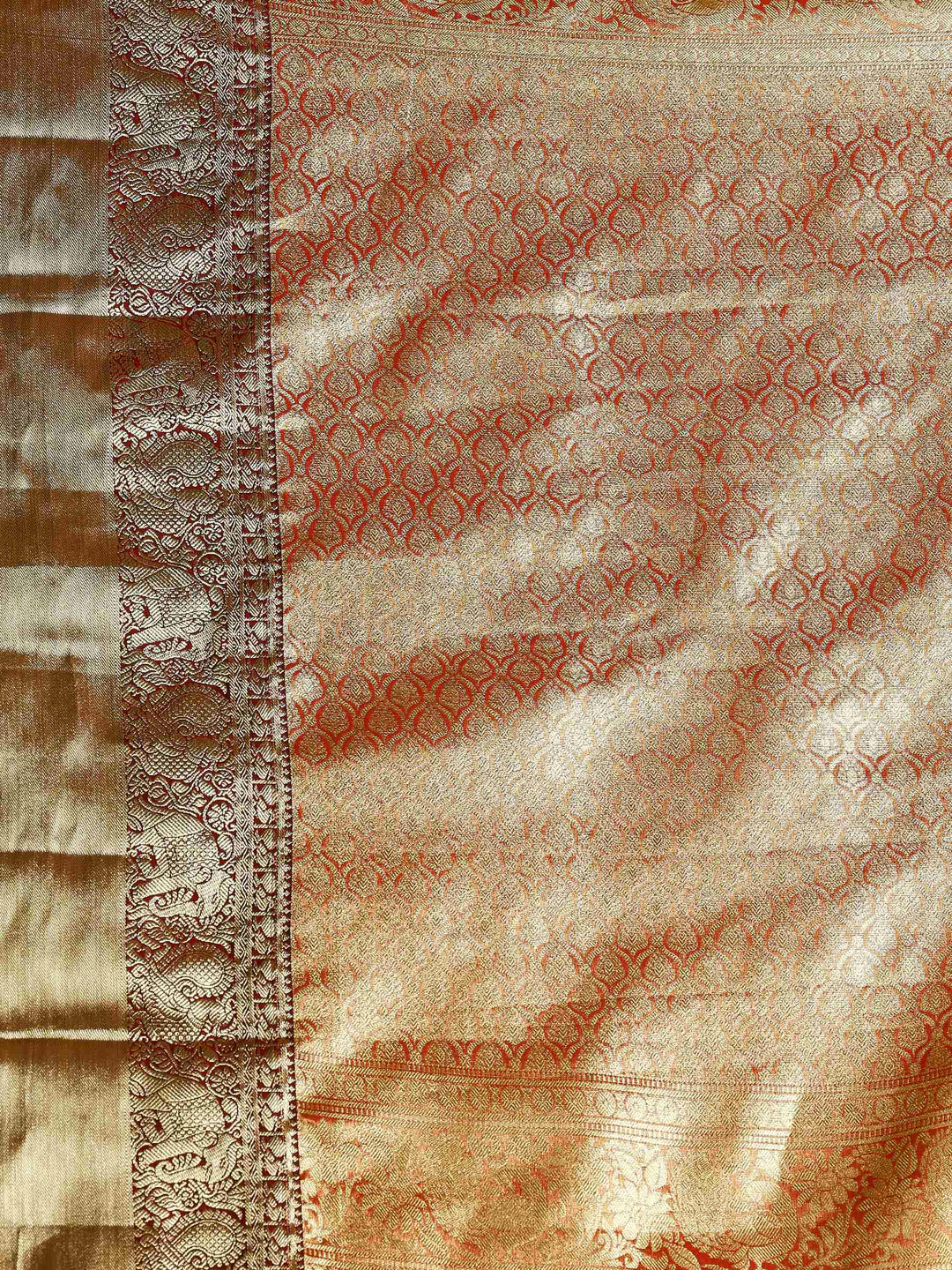 Rust Kalamkari Woven Design Art Silk Saree