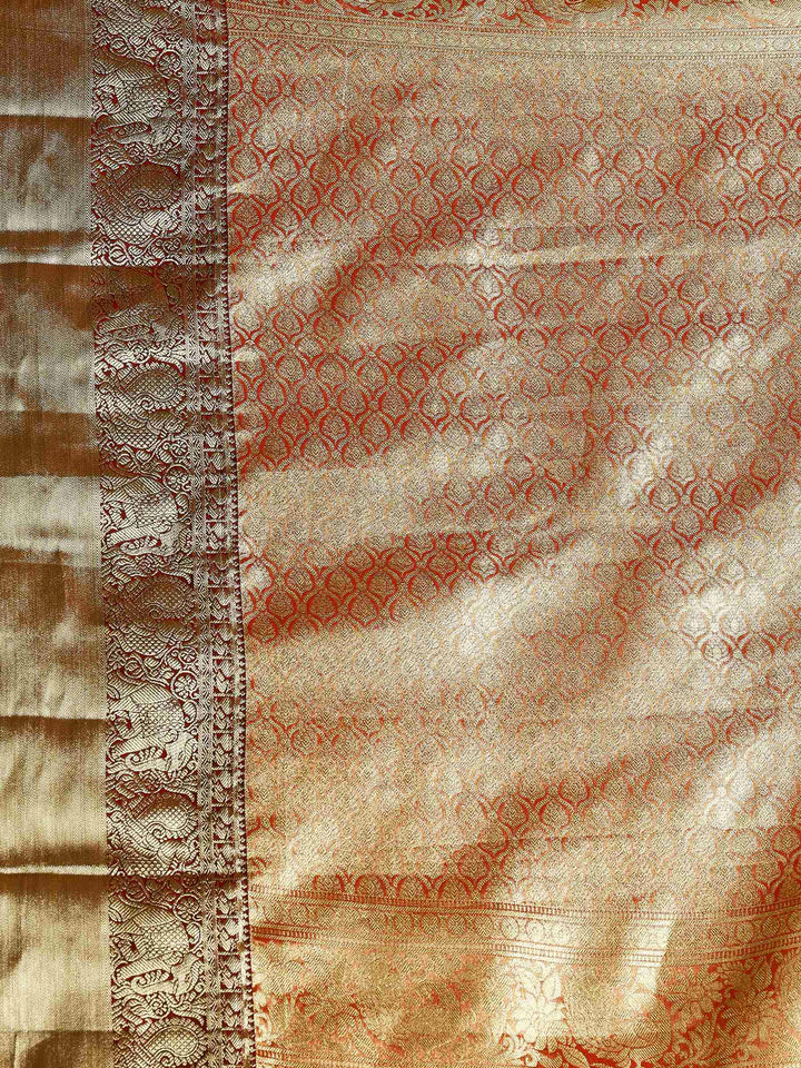 Rust Kalamkari Woven Design Art Silk Saree