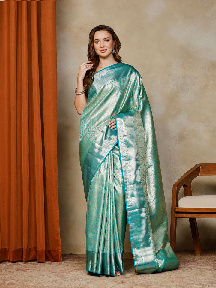Green Kalamkari Woven Design Art Silk Saree