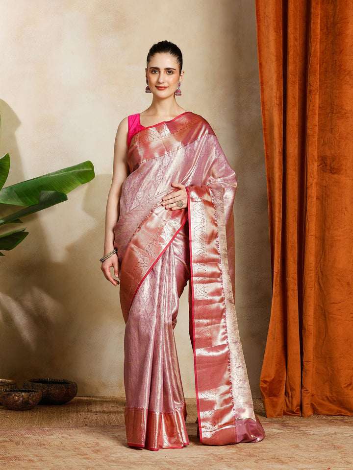 Lavender Kalamkari Woven Design Art Silk Saree