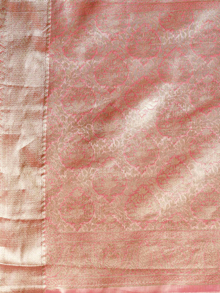 Pink Kalamkari Woven Design Art Silk Saree