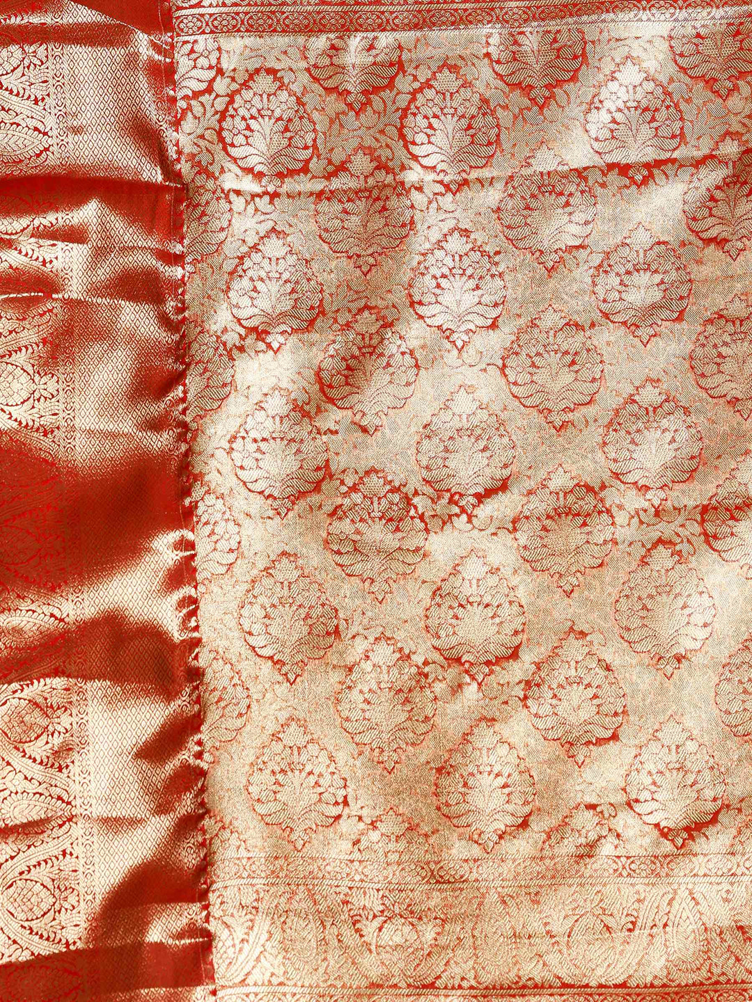 Red Kalamkari Woven Design Art Silk Saree