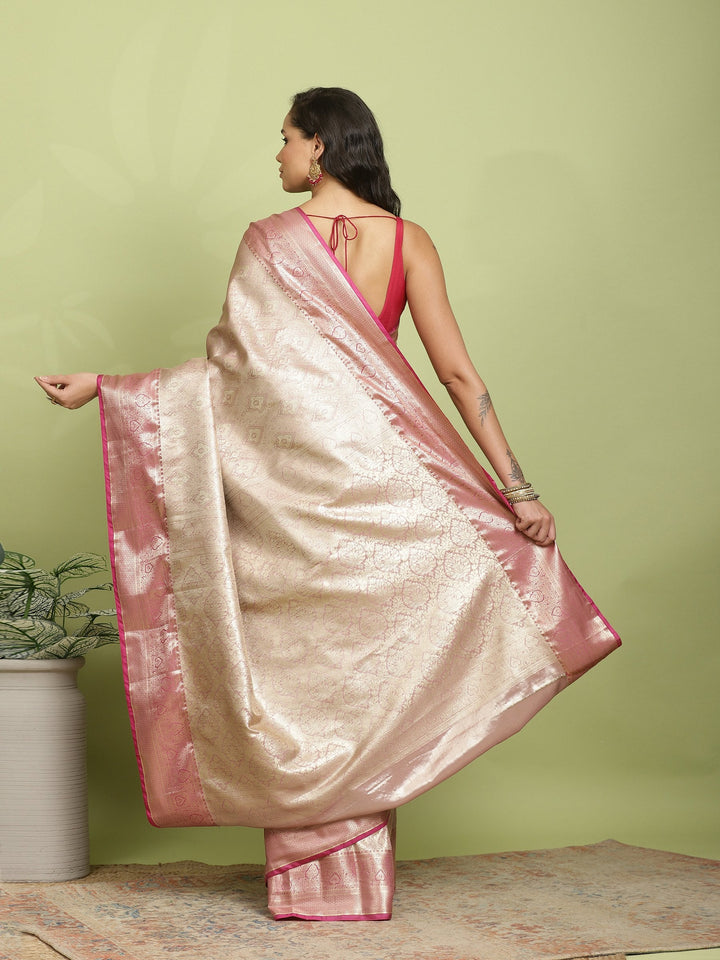Pink Kalamkari Woven Design Art Silk Saree