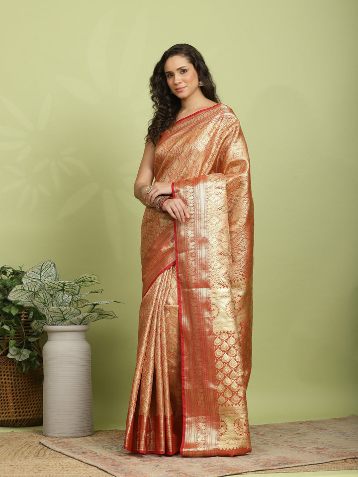Red Woven Design Art Silk Saree