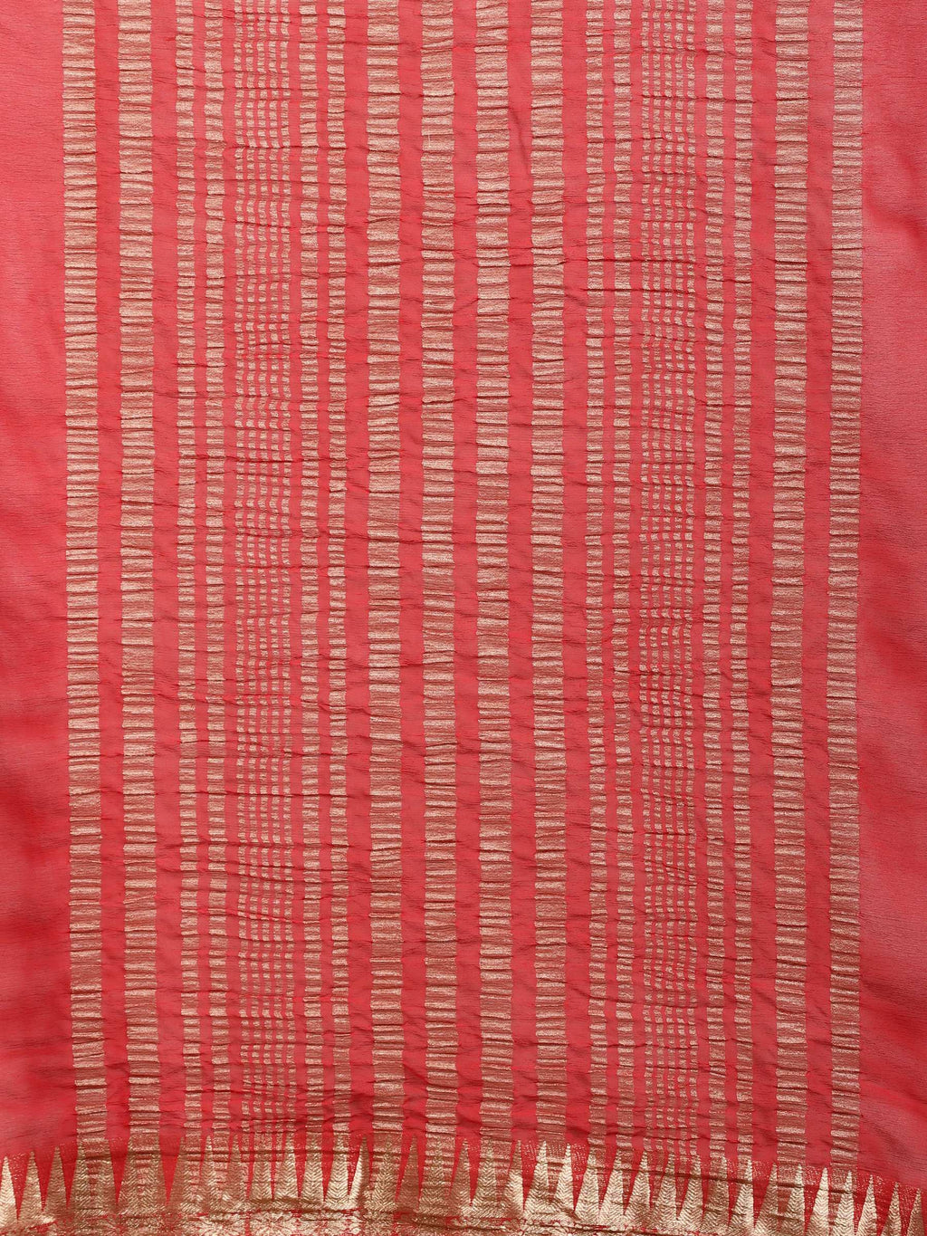 Red Zari Work Chiffon Saree