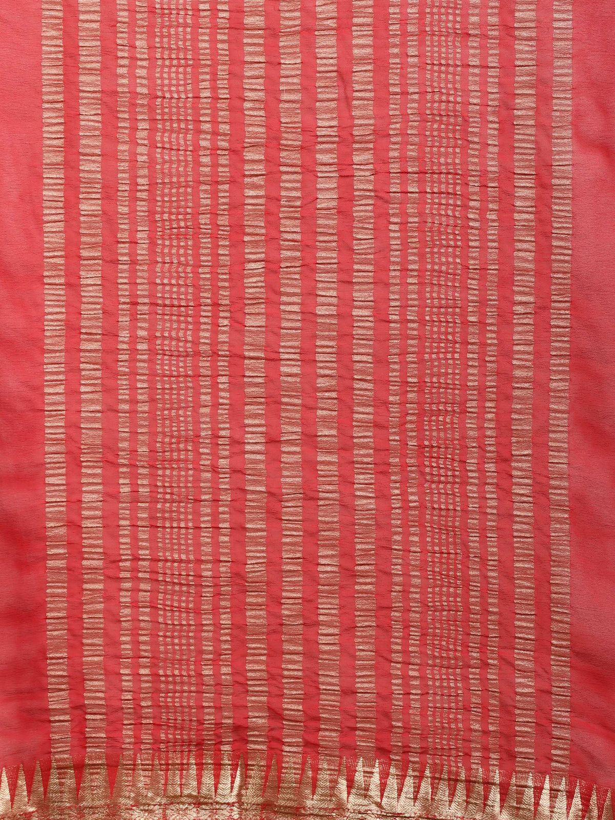 Red Zari Work Chiffon Saree
