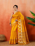 Mustard Zari Booti Art Silk Saree