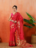 Pink Zari Booti Art Silk Saree