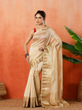 Beige Zari Work Art Silk Saree