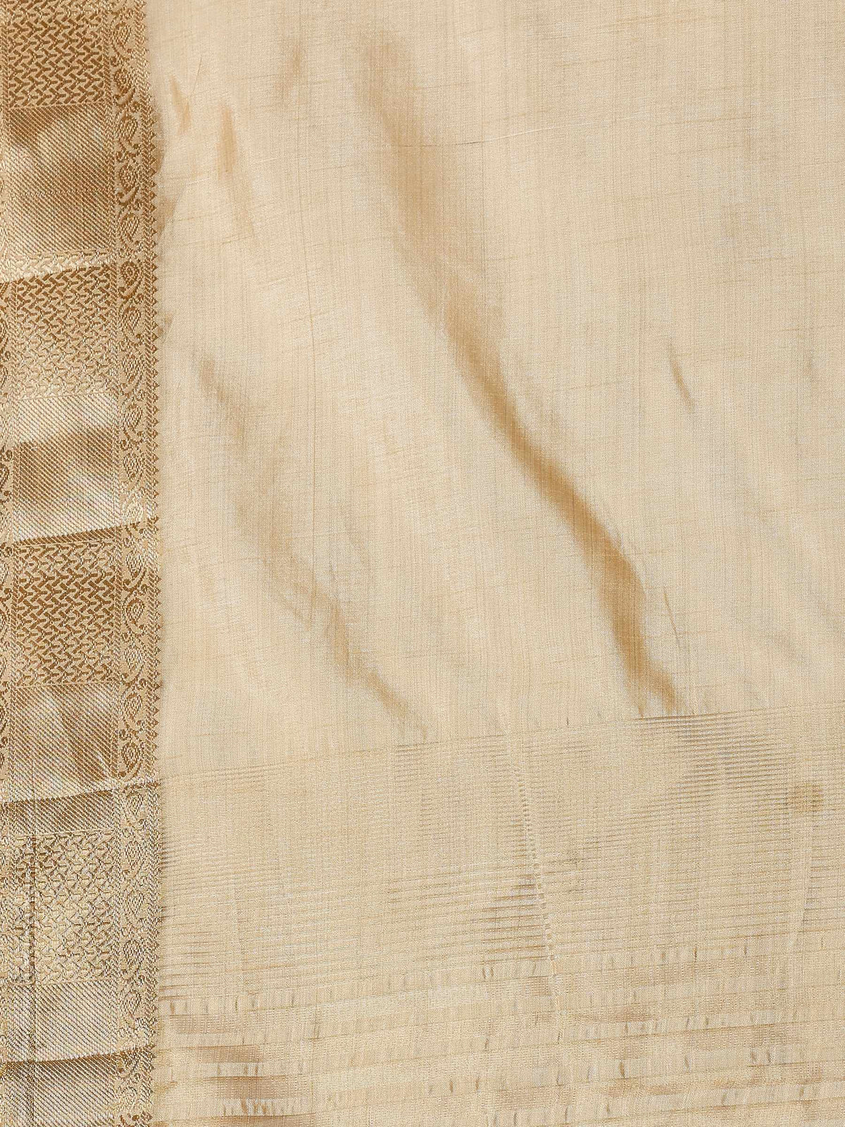 Beige Zari Work Art Silk Saree