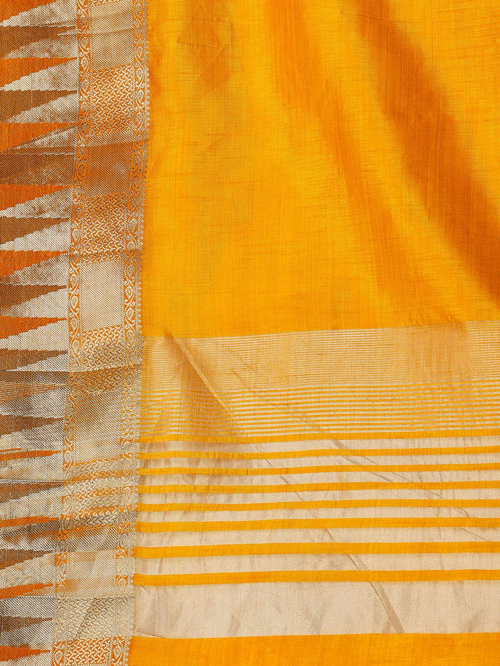 Mustard Zari Work Art Silk Saree