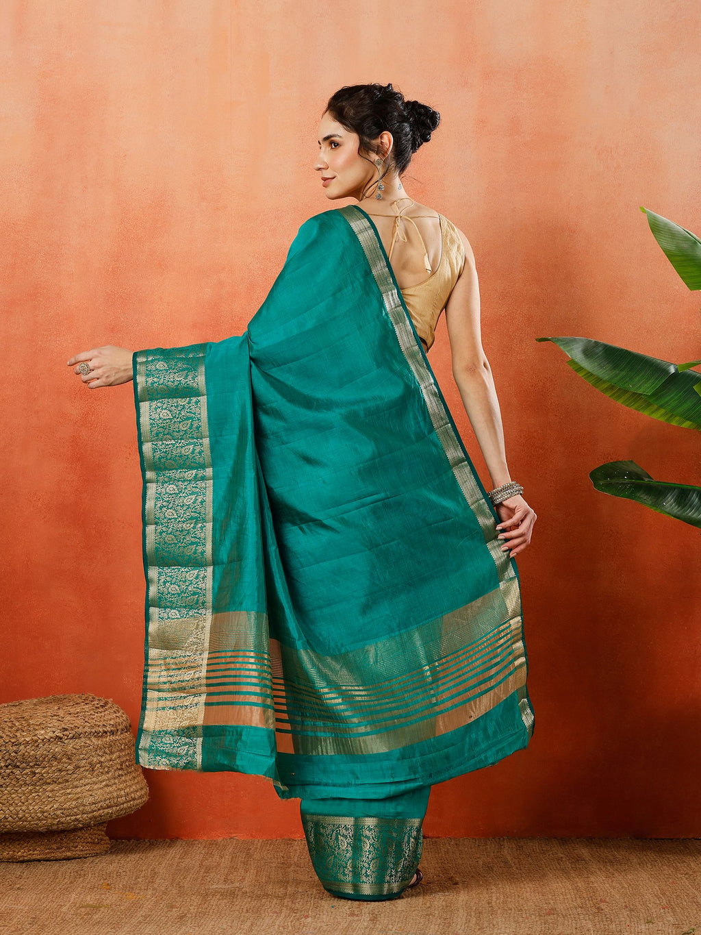 Green Zari Work Art Silk Saree