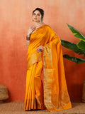 Mustard Zari Work Art Silk Saree