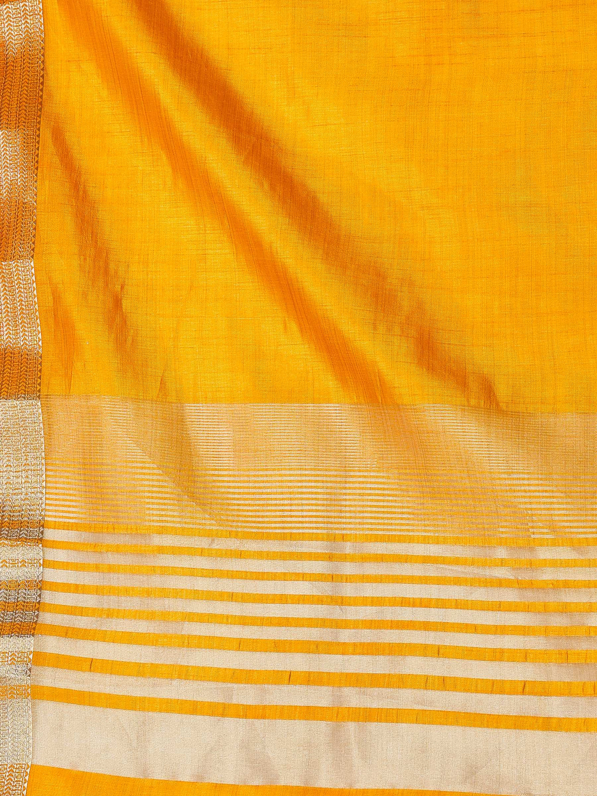 Mustard Zari Work Art Silk Saree