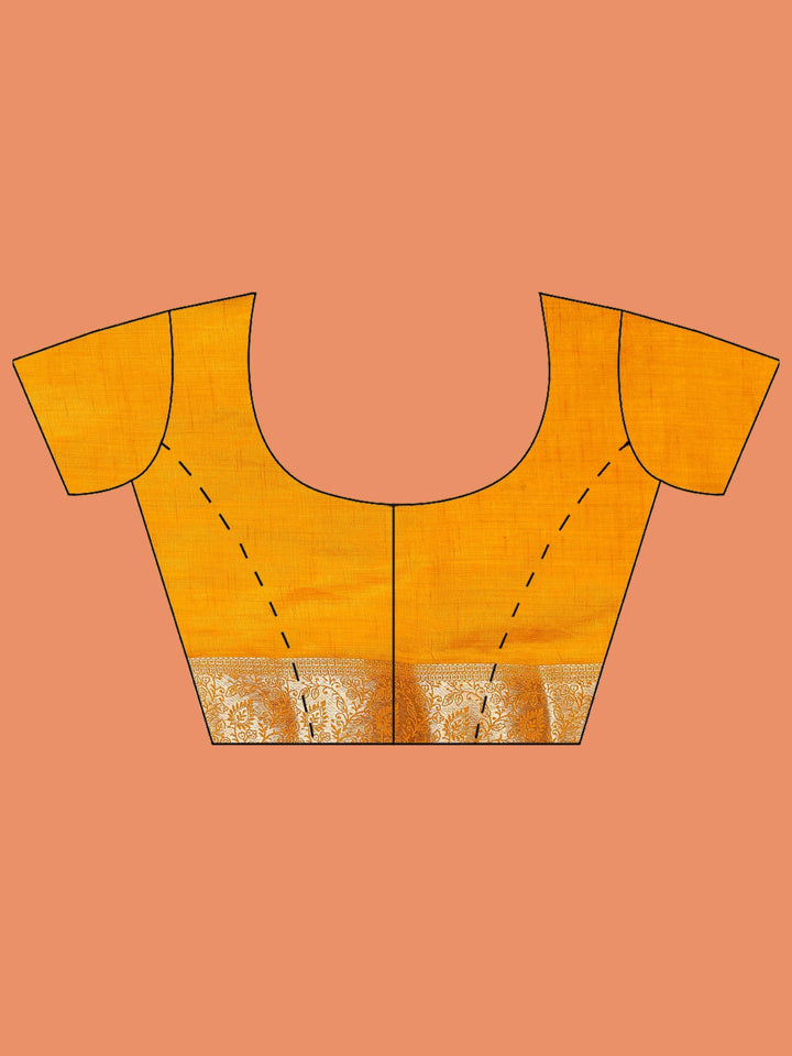 Mustard Zari Work Art Silk Saree