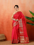 Pink Zari Work Art Silk Saree