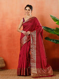 Wine Zari Work Art Silk Saree