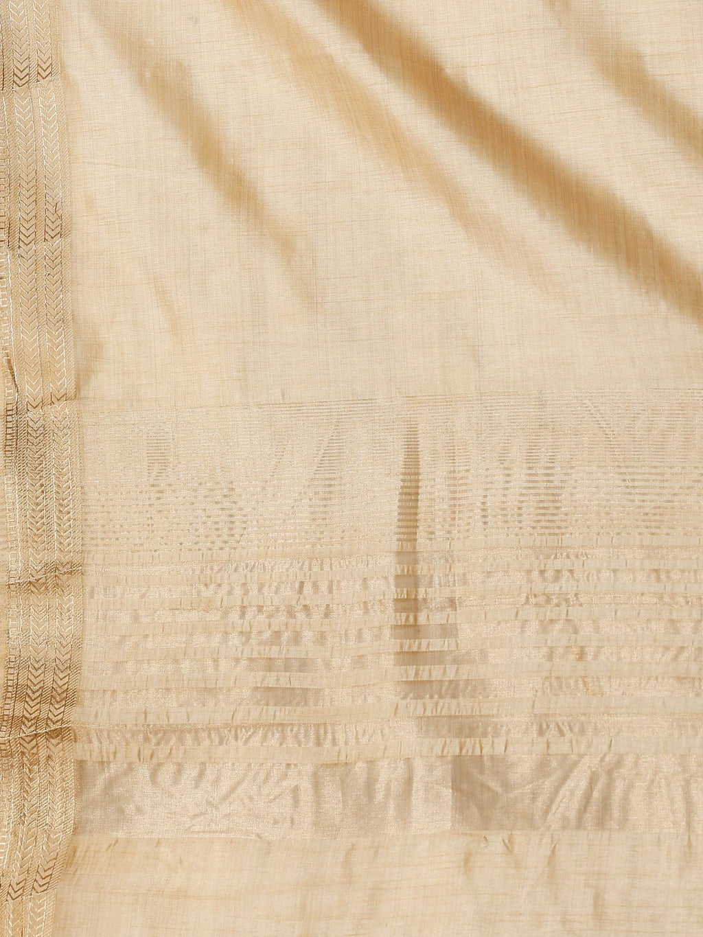 Beige Zari Work Art Silk Saree
