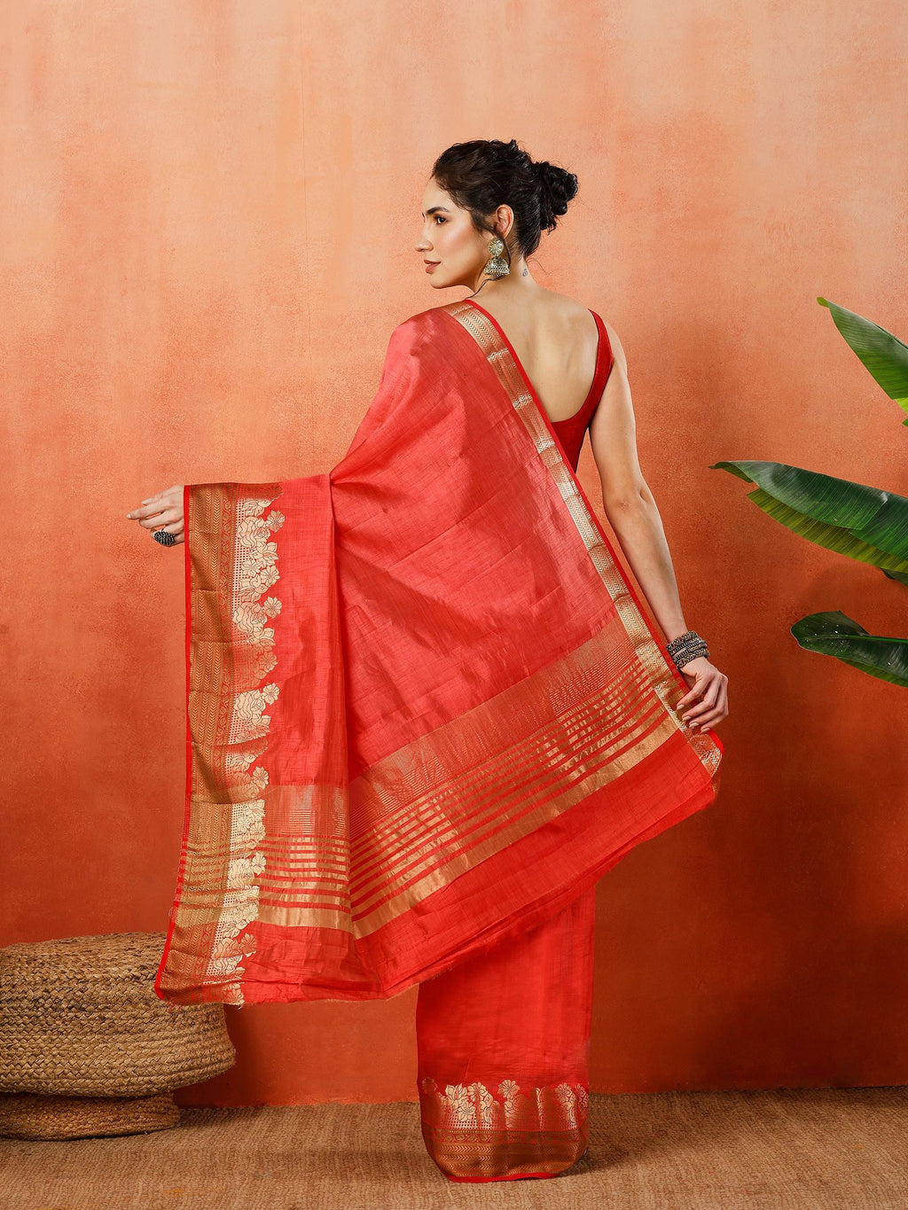 Pink Zari Work Art Silk Saree
