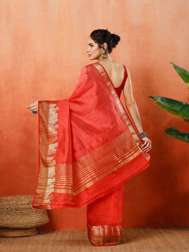 Pink Zari Work Art Silk Saree