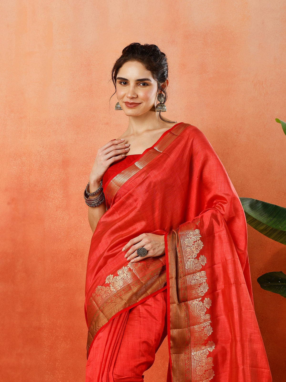 Pink Zari Work Art Silk Saree
