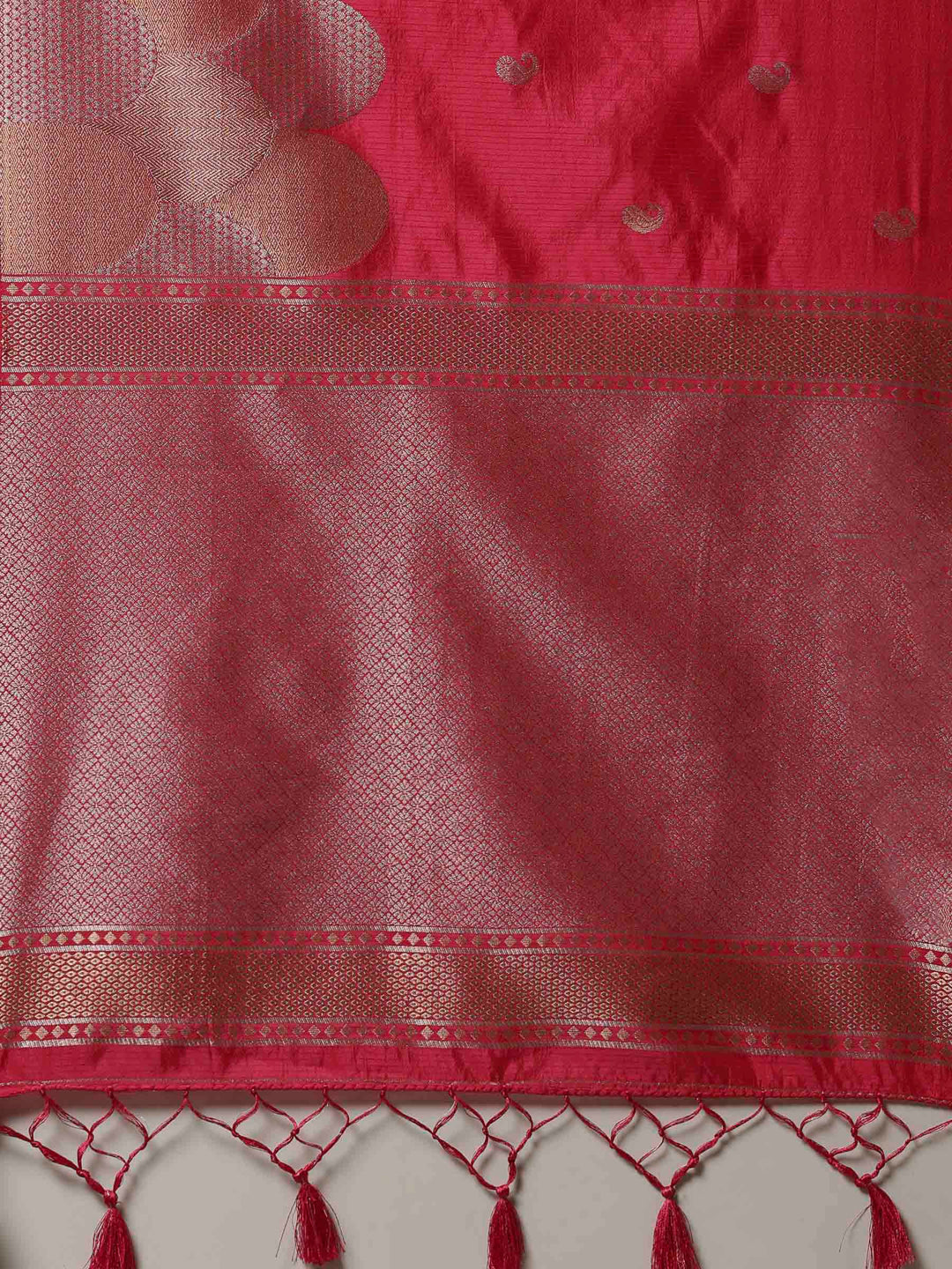 Hot Pink Woven Design Art Silk Saree