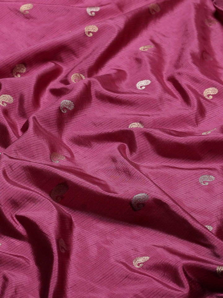 Magenta Woven Design Art Silk Saree