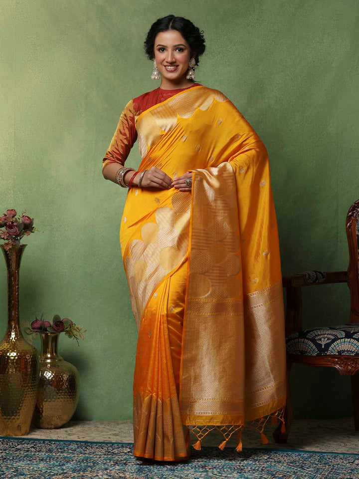 Mustard Woven Design Art Silk Saree