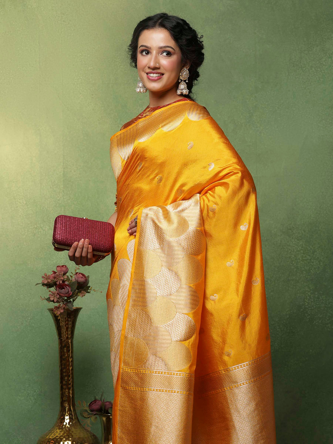 Mustard Woven Design Art Silk Saree