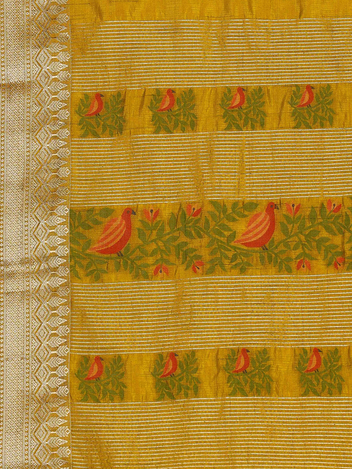 Mehndi Woven Design Art Silk Saree