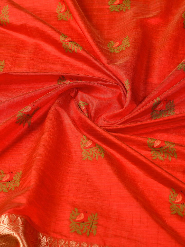 Rust Woven Design Art Silk Saree