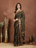 Black Embroidered Georgette Saree