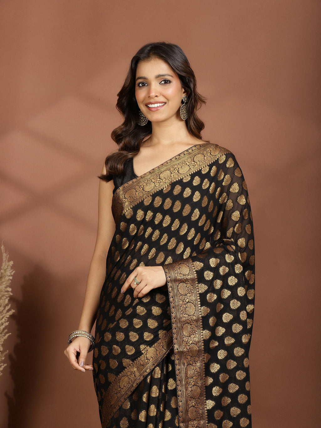 Black Embroidered Georgette Saree