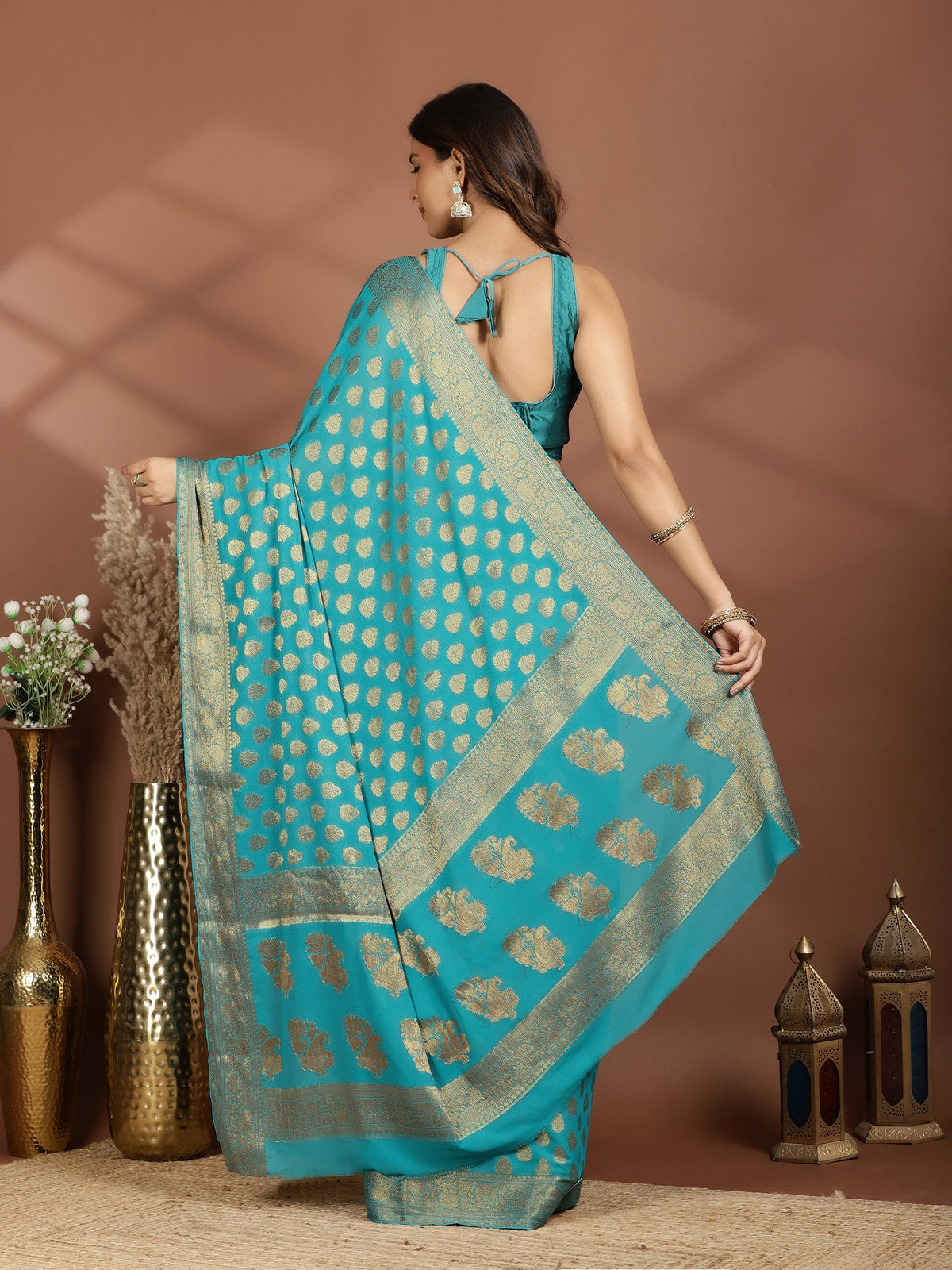 Firozee Embroidered Georgette Saree