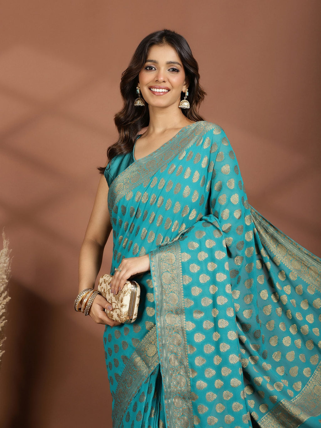 Firozee Embroidered Georgette Saree
