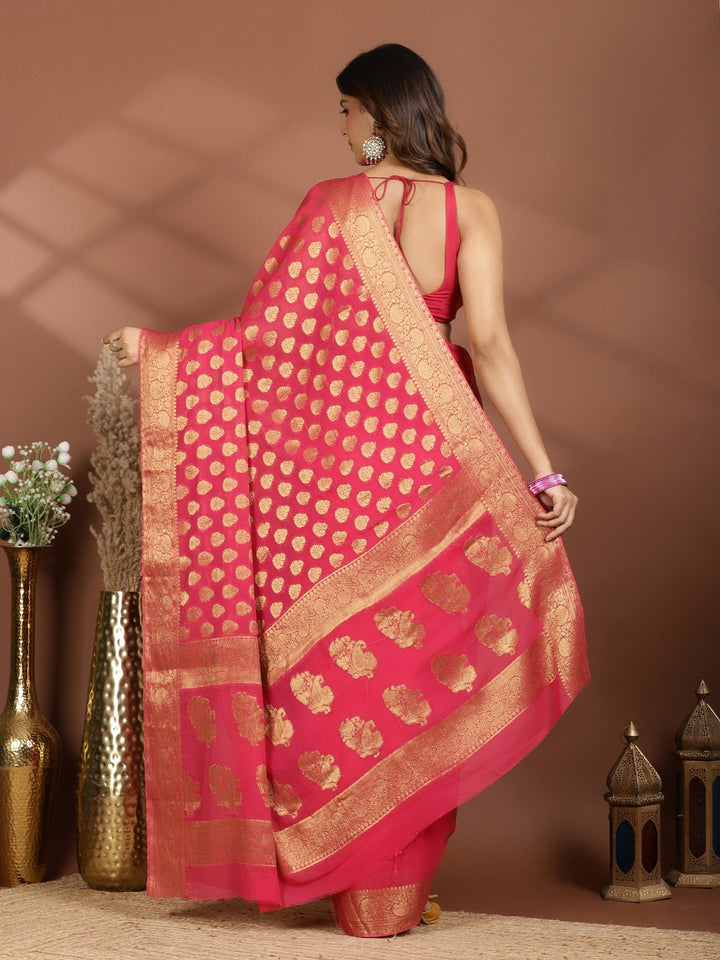 Rani Embroidered Georgette Saree